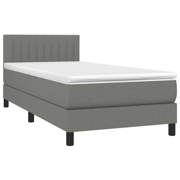 vidaXL Sommier &agrave; lattes de lit avec matelas Gris fonc&eacute; 80x200 cm Tissu