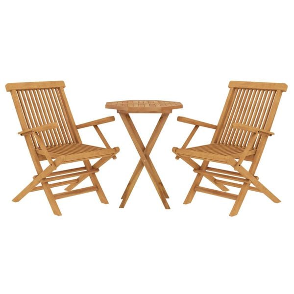 vidaXL Ensemble &agrave; manger de jardin 3 pcs Bois de teck massif