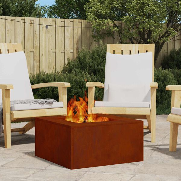 vidaXL Foyer de chemin&eacute;e Marron 60 x 60 x 30 cm Acier patin&eacute;