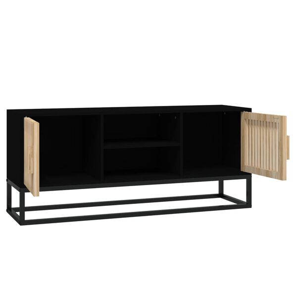 vidaXL Meuble TV noir 105x30x45 cm bois d'ing&eacute;nierie et fer