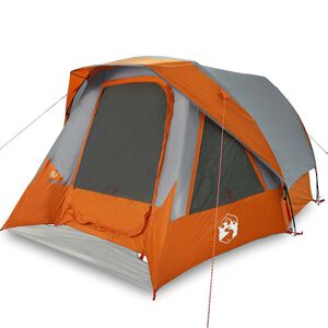 vidaXL Tente de camping de cabine 4 personnes gris orange imperm&eacute;able