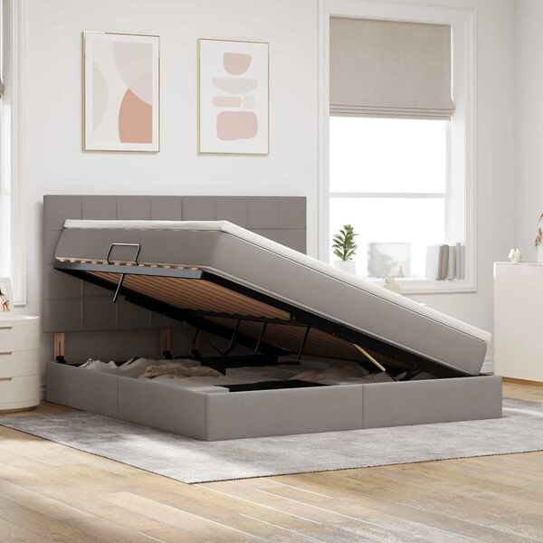 vidaXL Lit avec rangement et LED avec LED Taupe 160 x 200 cm Polyester