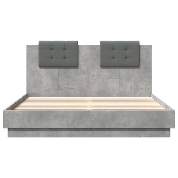 vidaXL Cadre de lit sans matelas gris b&eacute;ton 150x200 cm