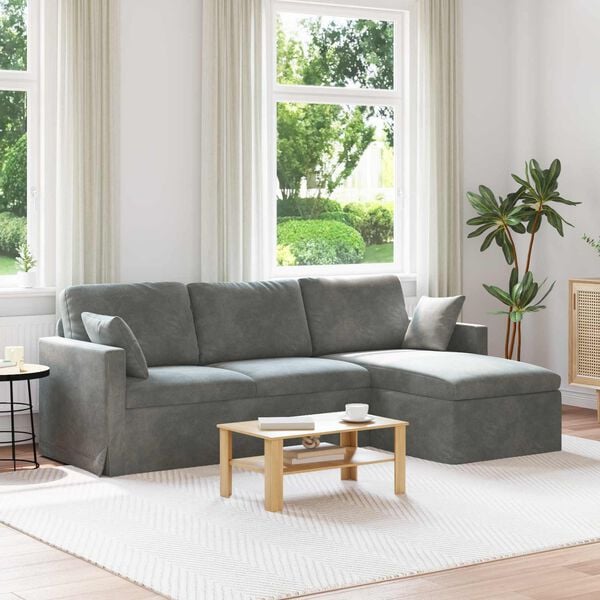 vidaXL Canap&eacute; Gris fonc&eacute; 198 x 134 x 80 cm Velours
