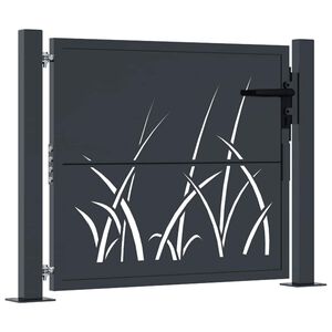 vidaXL Portail de jardin Anthracite 100x75 cm Acier Design Herbe