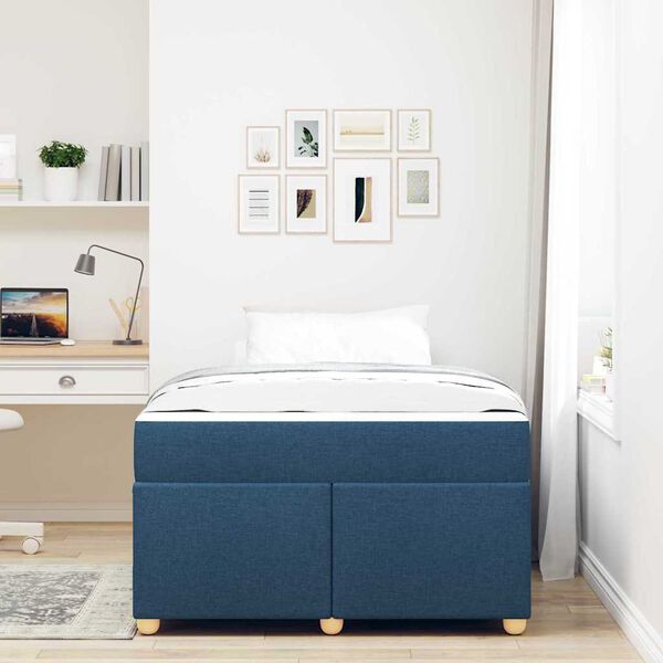 vidaXL Cadre de lit avec matelas Bleu 120 x 200 cm tissu