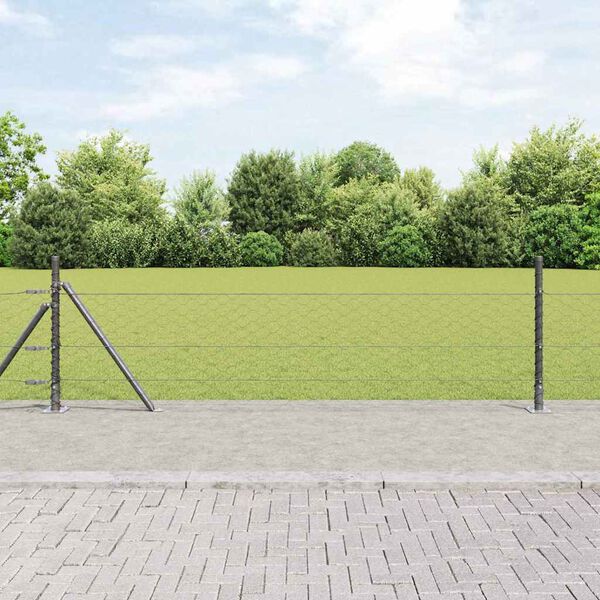vidaXL Clôture avec poteaux Gris 0.5 x 50 m Acier recouvert de PVC