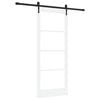 vidaXL Porte coulissante 83 x 202 cm Bois de pin massif et verre Blanc