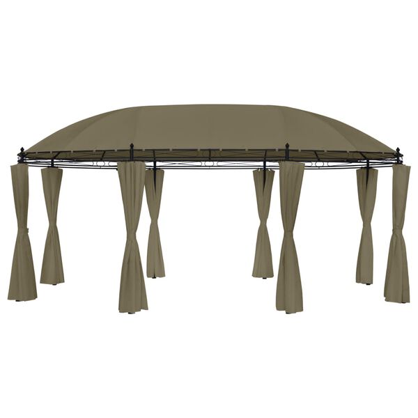 vidaXL Belv&eacute;d&egrave;re avec rideaux 520x349x255 cm Taupe 180 g/m&sup2;