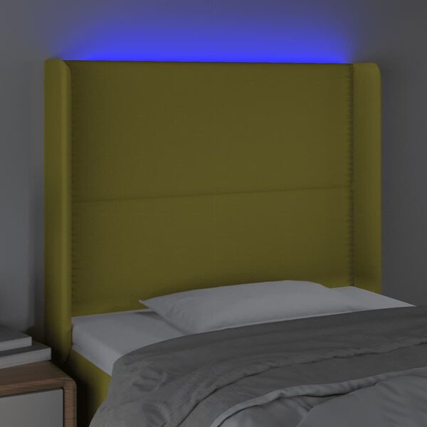 vidaXL Tête de lit à LED Vert 83x16x118/128 cm Tissu