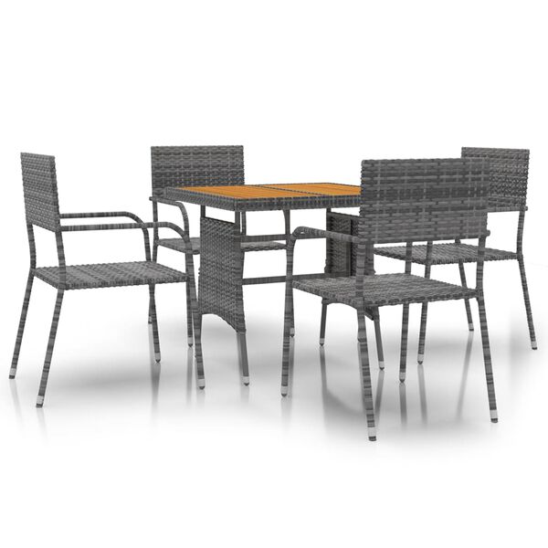 vidaXL Mobilier à dîner d'extérieur 5 pcs Résine tressée Gris