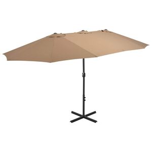 vidaXL Parasol d'ext&eacute;rieur et poteau en aluminium 460x270 cm taupe