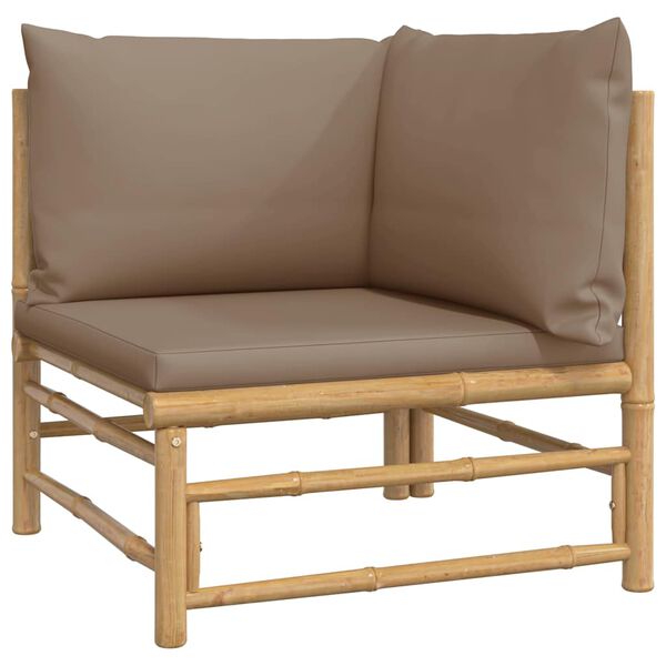 vidaXL Salon de jardin 2 pcs avec coussins taupe bambou