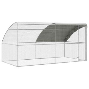 vidaXL Cage &agrave; poules 2 pc Argent&eacute; 400 x 200 x 200 cm Acier et PE