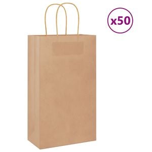 vidaXL Sacs en papier 50 pcs avec poign&eacute;es marron 21x11x36 cm