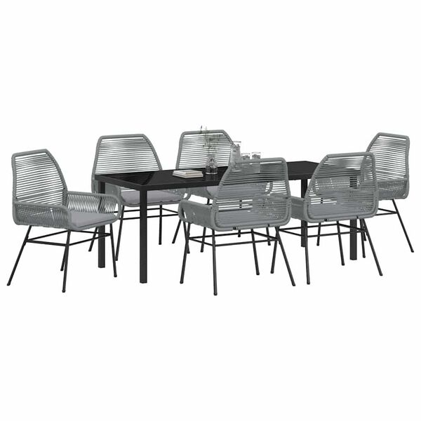 vidaXL Ensemble de salle &agrave; manger pour jardin 7 pcs Gris polyrotin