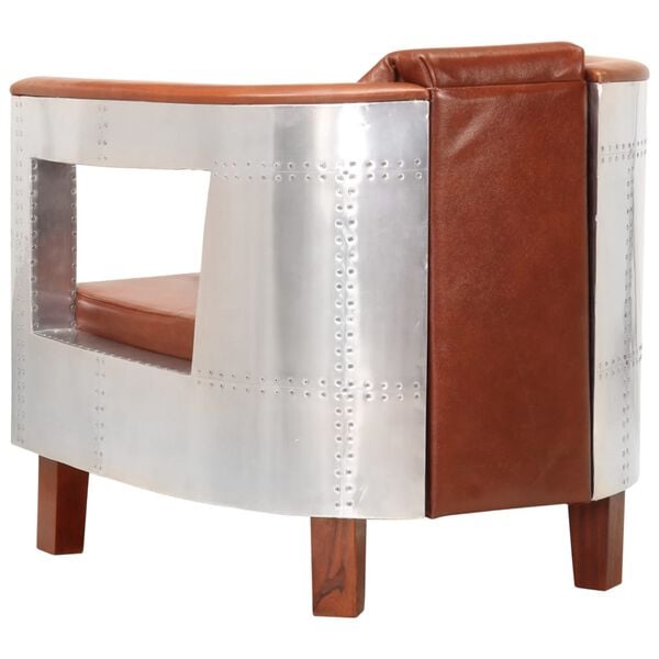 vidaXL Fauteuil en style d'aviation marron cuir v&eacute;ritable