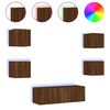 vidaXL Meuble TV muraux 5 pcs avec lumi&egrave;res LED ch&ecirc;ne marron