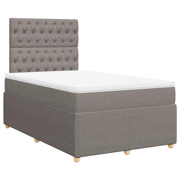 vidaXL Sommier &agrave; lattes de lit avec matelas Taupe 120x200 cm Tissu