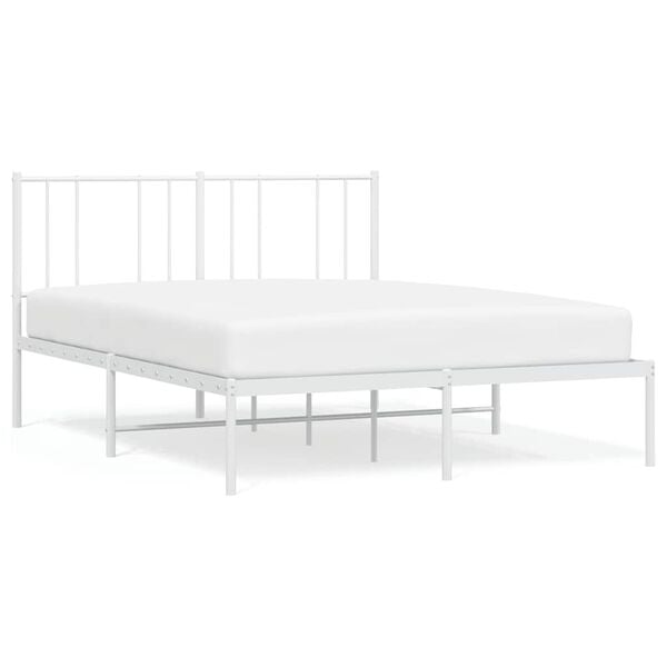 vidaXL Cadre de lit m&eacute;tal sans matelas et t&ecirc;te de lit blanc 135x190 cm