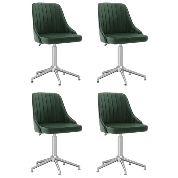 vidaXL Chaises pivotantes &agrave; manger lot de 4 vert fonc&eacute; velours
