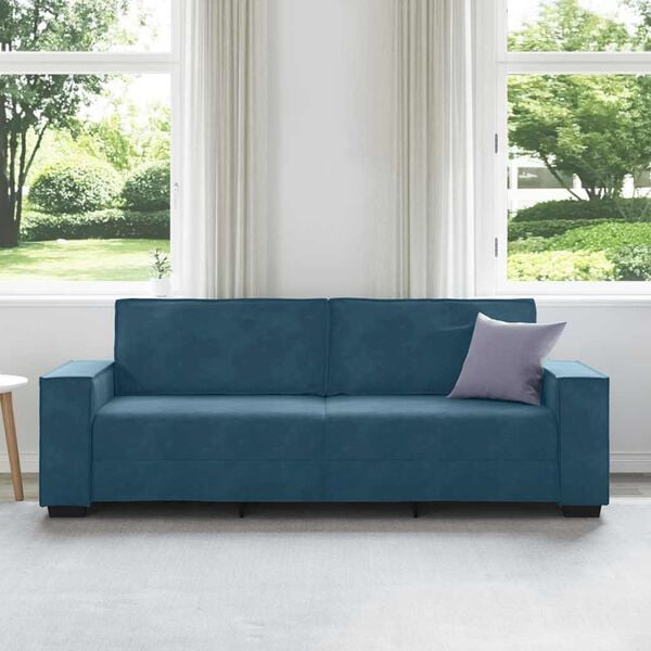 vidaXL Canap&eacute; &agrave; 3 places Bleu 220x78x84 cm Velours