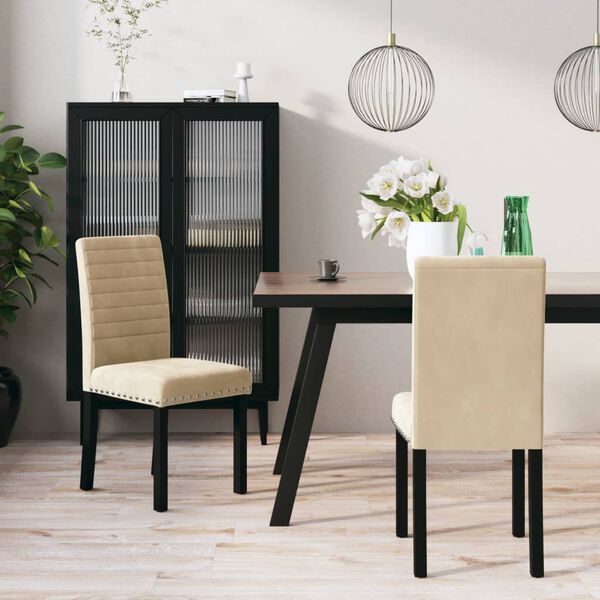 vidaXL Chaises &agrave; manger lot de 2 cr&egrave;me velours