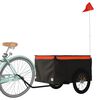 vidaXL Remorque de vélo noir et orange 45 kg fer