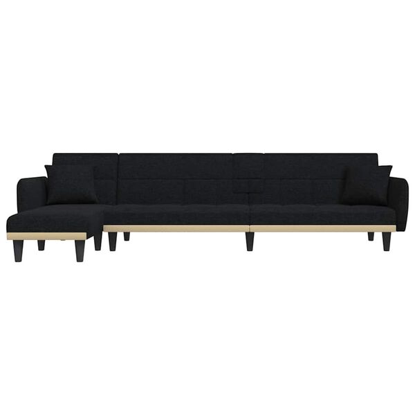 vidaXL Canap&eacute;-lit en forme de L noir 275x140x70 cm tissu