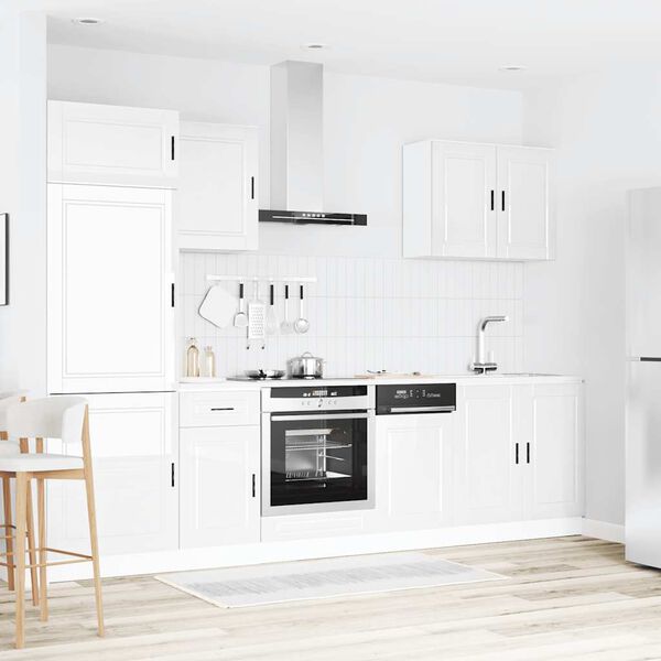 vidaXL Ensemble de 7 meubles de cuisine "Porto" en bois d'ing&eacute;nierie blanc brillant