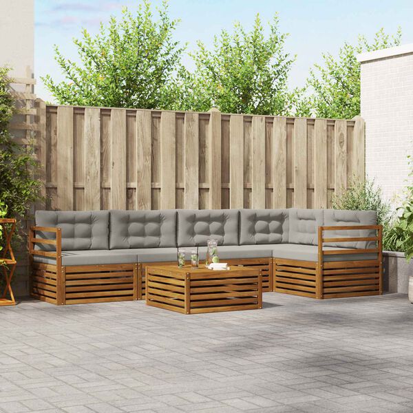 vidaXL Ensemble de canap&eacute;s d'ext&eacute;rieur 6 pcs Gris Naturel et Clair