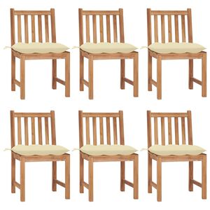 vidaXL Chaises de jardin lot de 6 avec coussins Bois de teck massif