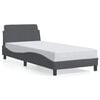 vidaXL Cadre de lit Dover Gris fonc&eacute; 90x190 cm velours