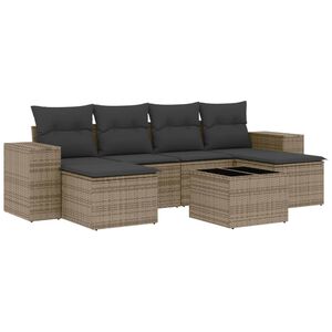 vidaXL Salon de jardin avec coussins 7 pcs gris r&eacute;sine tress&eacute;e