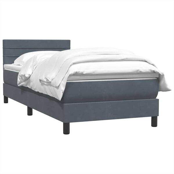 vidaXL Sommier &agrave; lattes de lit et matelas gris fonc&eacute; 100x210cm velours