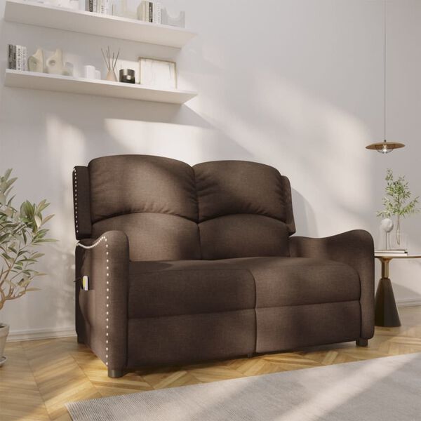 vidaXL Fauteuil de massage inclinable &agrave; 2 places marron tissu