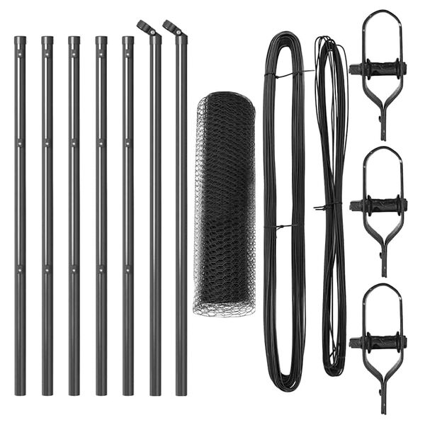 vidaXL Poteau de cl&ocirc;ture. Gris 10 x 0,5 m (maille de 25 mm)