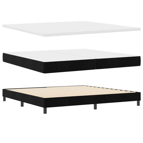 vidaXL Lit &agrave; ressorts avec matelas Noir 200 x 200 cm Velours