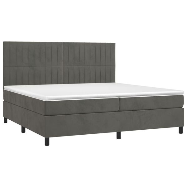 vidaXL Sommier &agrave; lattes de lit et matelas Gris fonc&eacute; 200x200cm Velours
