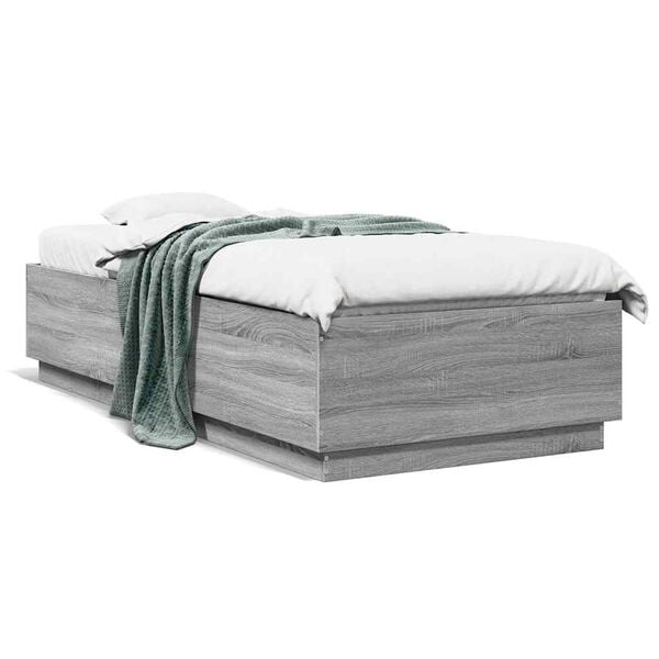 vidaXL Cadre de lit sans matelas sonoma gris 100x200 cm