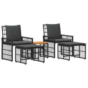 vidaXL Ensemble de meubles d'ext&eacute;rieur 5 pc Noir et Gris fonc&eacute;