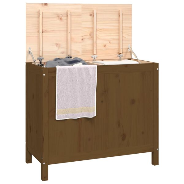 vidaXL Bo&icirc;te &agrave; linge Marron miel 88,5x44x76 cm Bois massif de pin