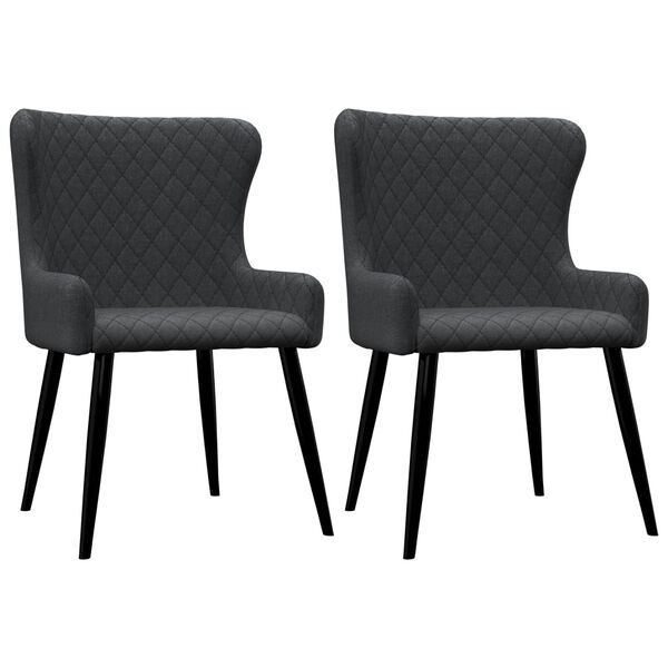 vidaXL Chaises &agrave; manger lot de 2 gris fonc&eacute; tissu