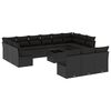 vidaXL Salon de jardin avec coussins 14 pcs noir r&eacute;sine tress&eacute;e
