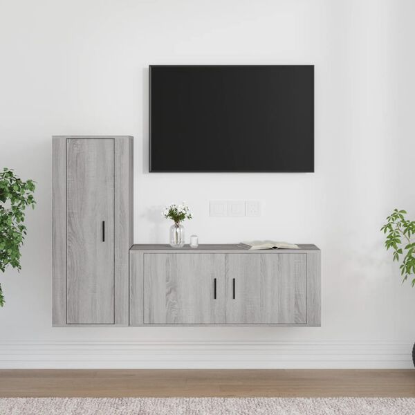vidaXL Ensemble de meubles TV 2 pcs Sonoma gris Bois d'ing&eacute;nierie