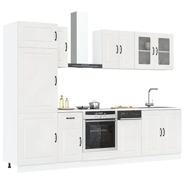 vidaXL Ensemble de 8 meubles de cuisine "Kalmar" en bois d'ingénierie blanc brillant