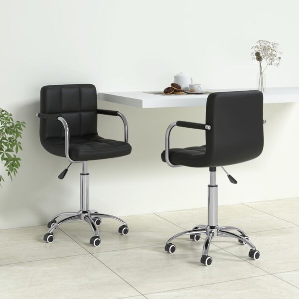 vidaXL Chaises &agrave; manger pivotantes lot de 2 noir similicuir