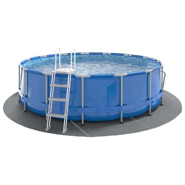 vidaXL Bâche de piscine gris clair Ø428 cm géotextile polyester