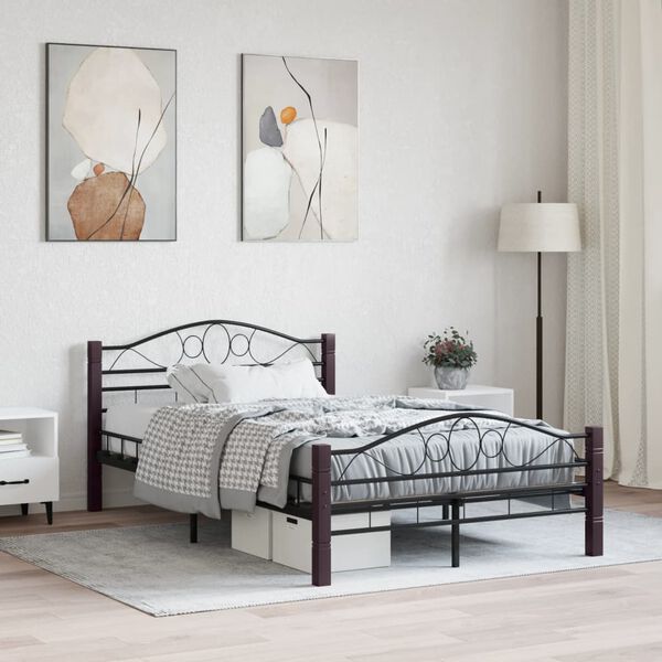 vidaXL Cadre de lit sans matelas noir m&eacute;tal 120x200 cm