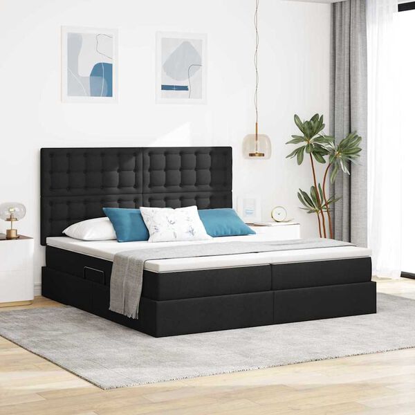 vidaXL Lit de Rangement Noir 200 x 200 cm Cuir synth&eacute;tique